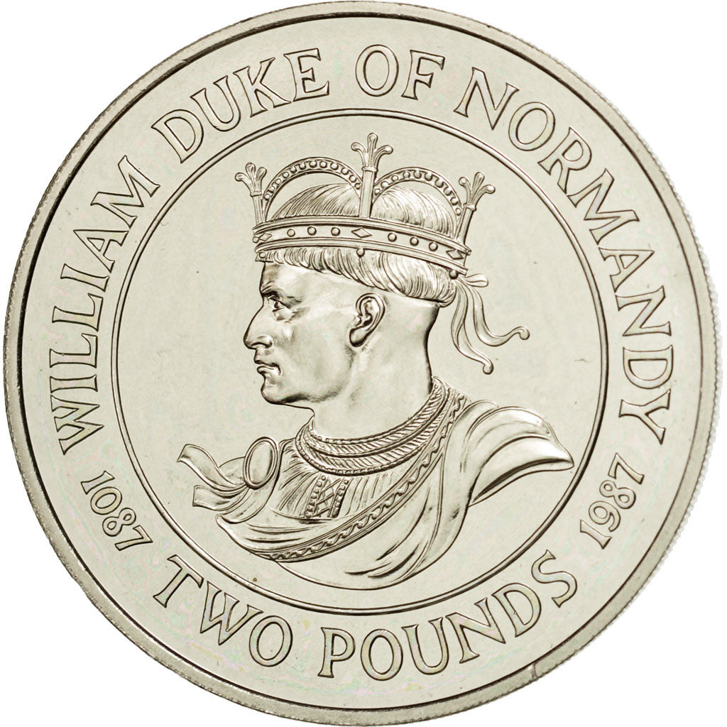 Coin, Guernsey, Elizabeth II, 2 Pounds, 1987, Heaton, MS(60-62), Copper-nickel