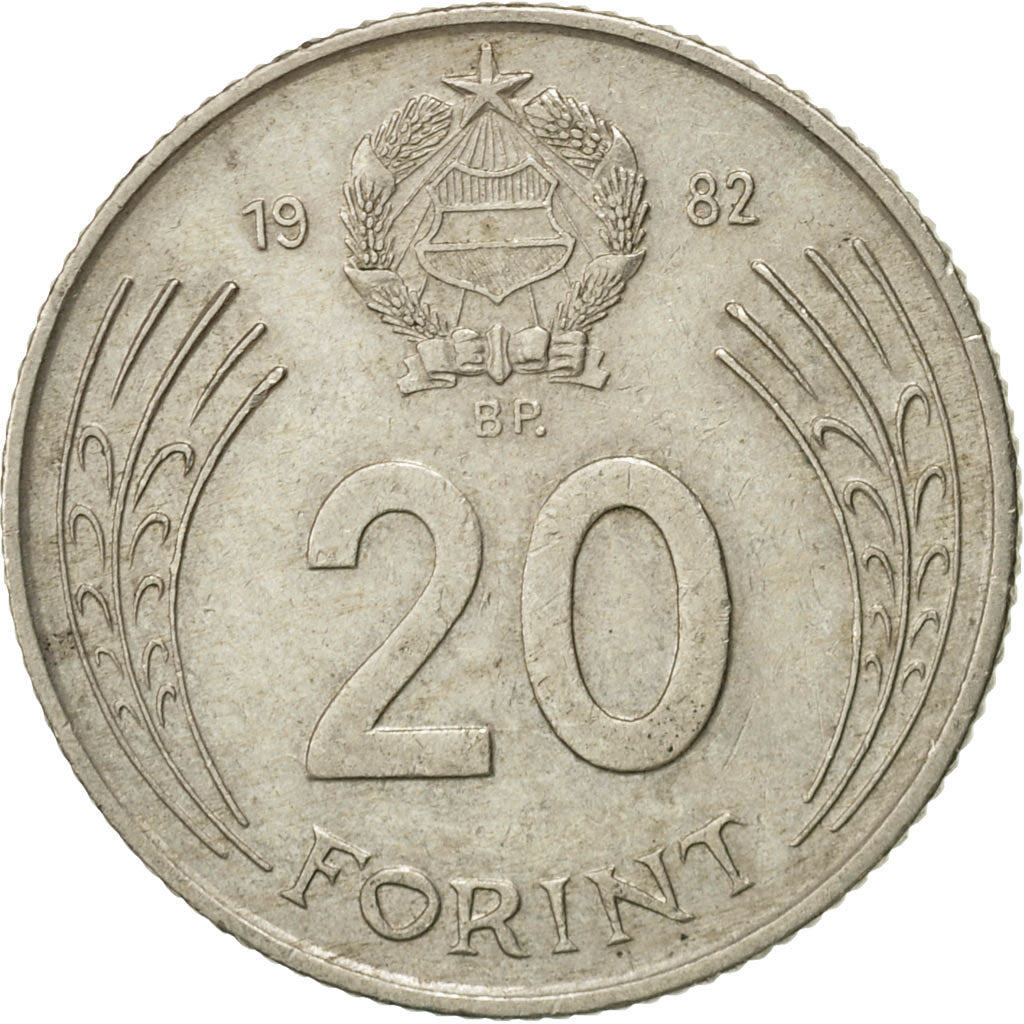 Coin, Hungary, 20 Forint, 1982, Budapest, EF(40-45), Copper-nickel, KM:630