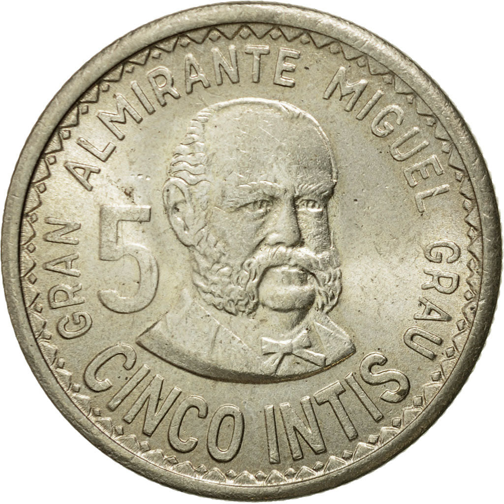 Coin, Peru, 5 Intis, 1987, Lima, MS(63), Copper-nickel, KM:300