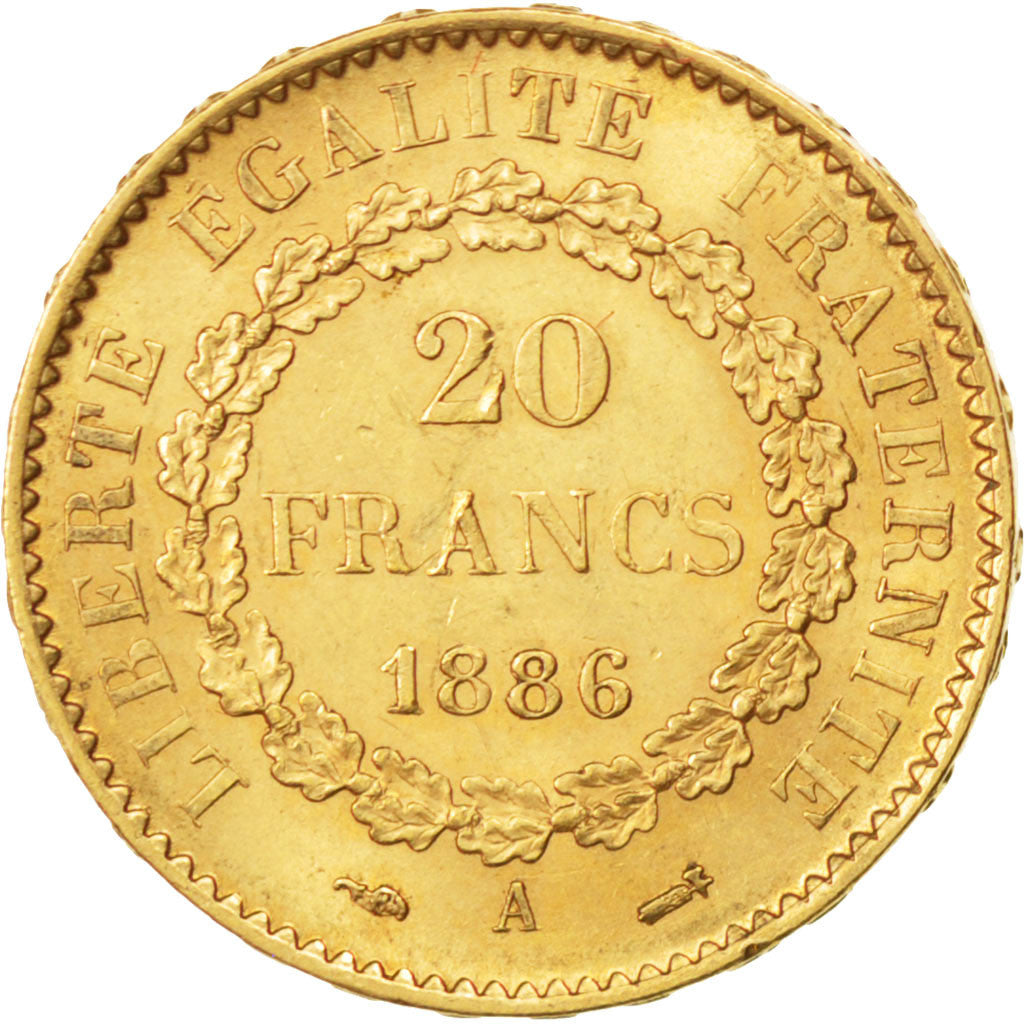 Coin, France, Génie, 20 Francs, 1886, Paris, MS(60-62), Gold, KM:825