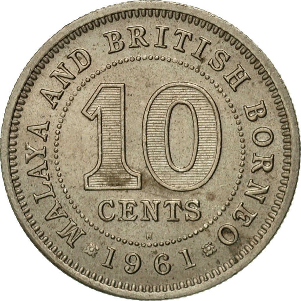 Coin, MALAYA & BRITISH BORNEO, 10 Cents, 1961, EF(40-45), Copper-nickel, KM:2