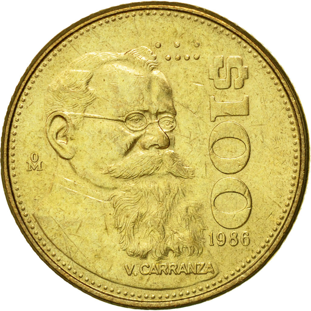 Coin, Mexico, 100 Pesos, 1986, Mexico City, AU(50-53), Aluminum-Bronze, KM:493