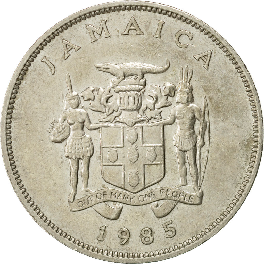 Coin, Jamaica, Elizabeth II, 25 Cents, 1985, Franklin Mint, AU(50-53)