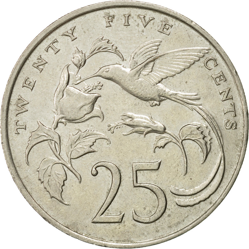 Coin, Jamaica, Elizabeth II, 25 Cents, 1985, Franklin Mint, AU(50-53)