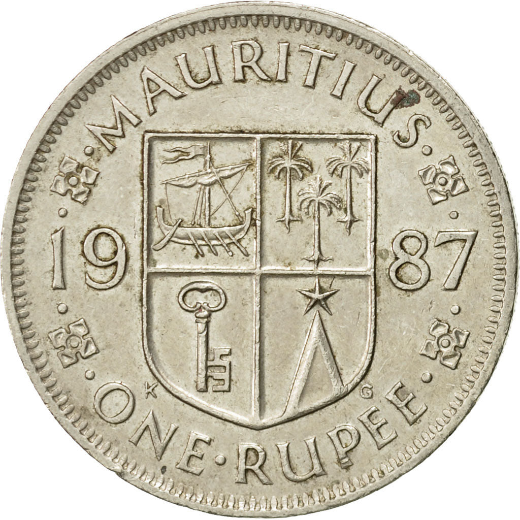 Moneta, Mauritius, Rupee, 1987, EF(40-45), Miedź-Nikiel, KM:55