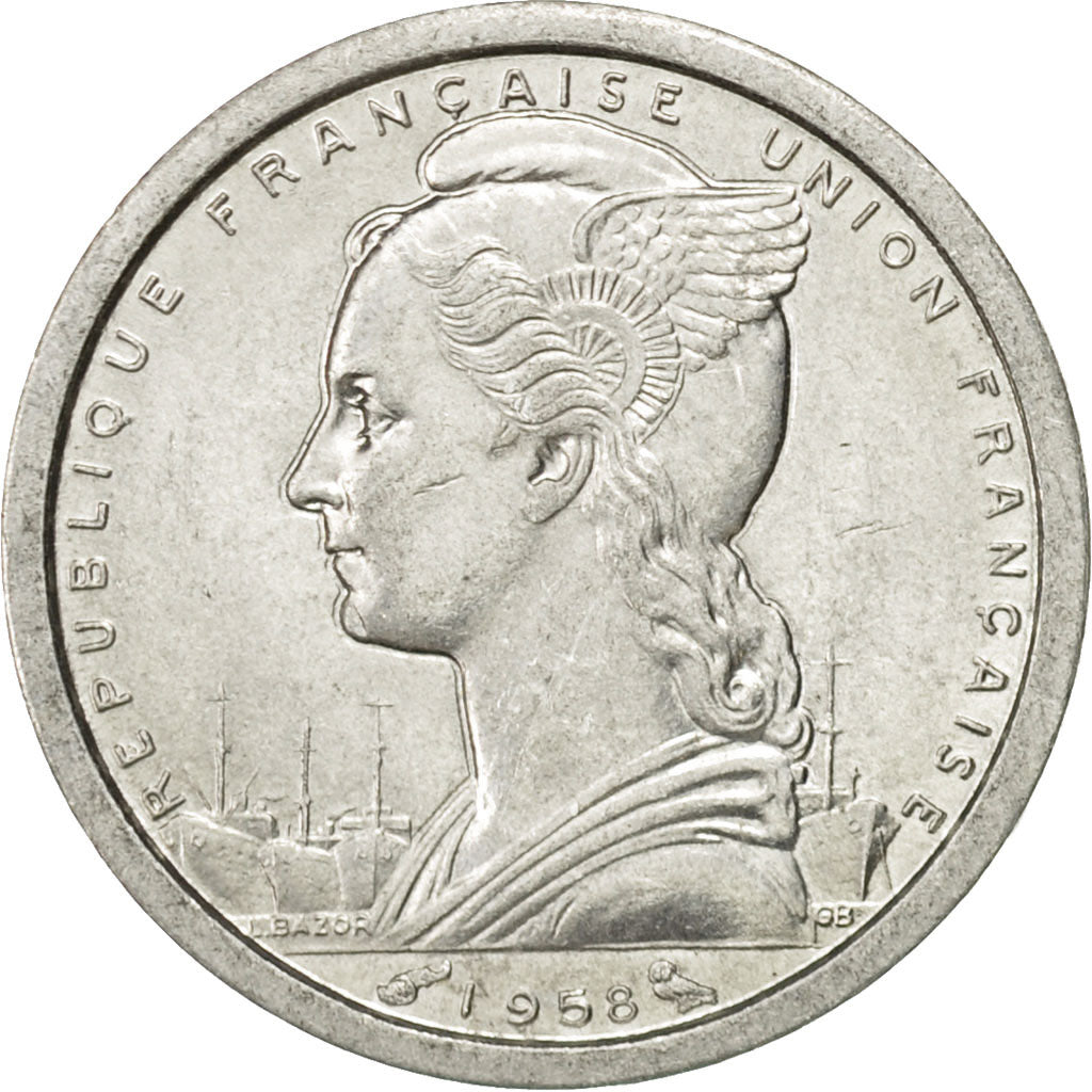 Coin, Madagascar, Franc, 1958, Paris, AU(55-58), Aluminum, KM:3