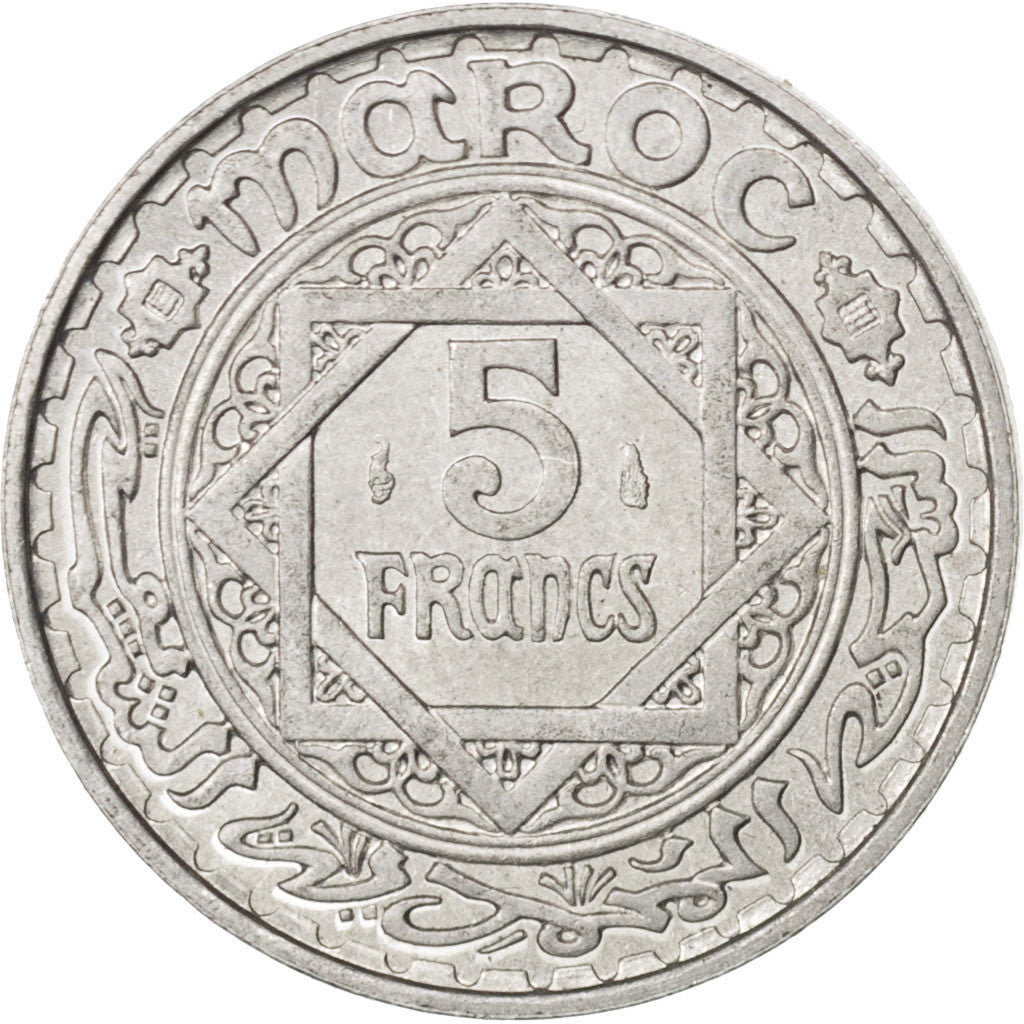 MOROCCO, 5 Francs, 1950, Paris, KM #48, MS(63), Aluminum, 25, 1.83