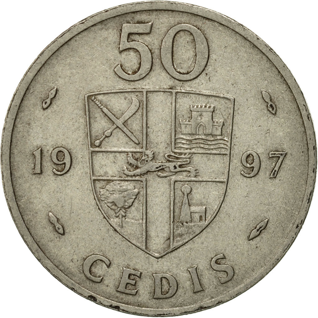 Coin, Ghana, 50 Cedis, 1997, EF(40-45), Nickel plated steel, KM:31a