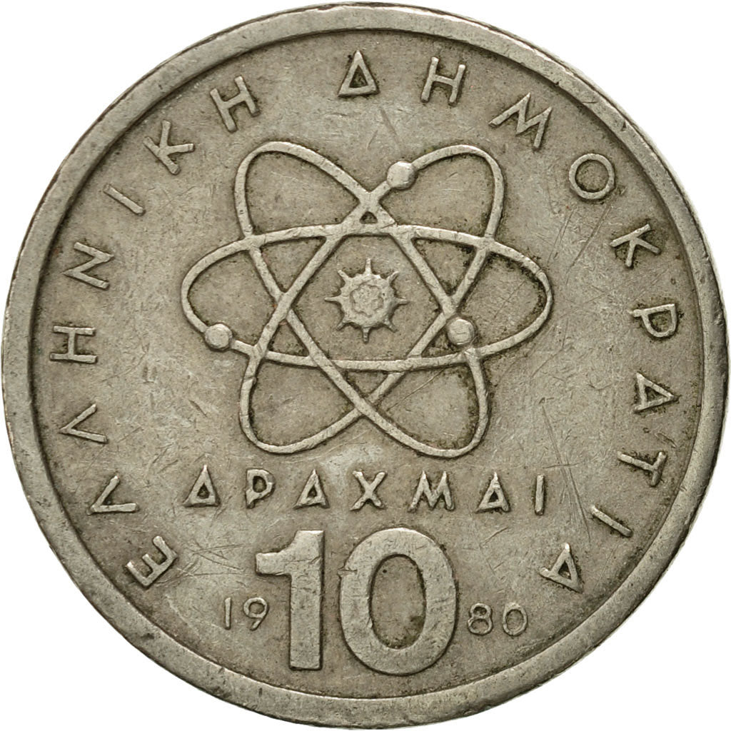 Moneta, Grecia, 10 Drachmai, 1980, BB, Rame-nichel, KM:119
