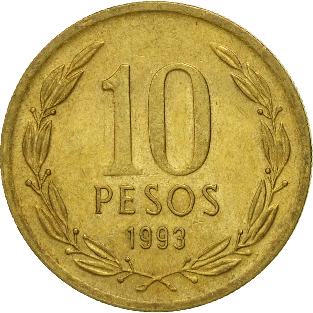 Münze, Chile, 10 Pesos, 1993, Santiago, SS, Aluminum-Bronze, KM:228.2