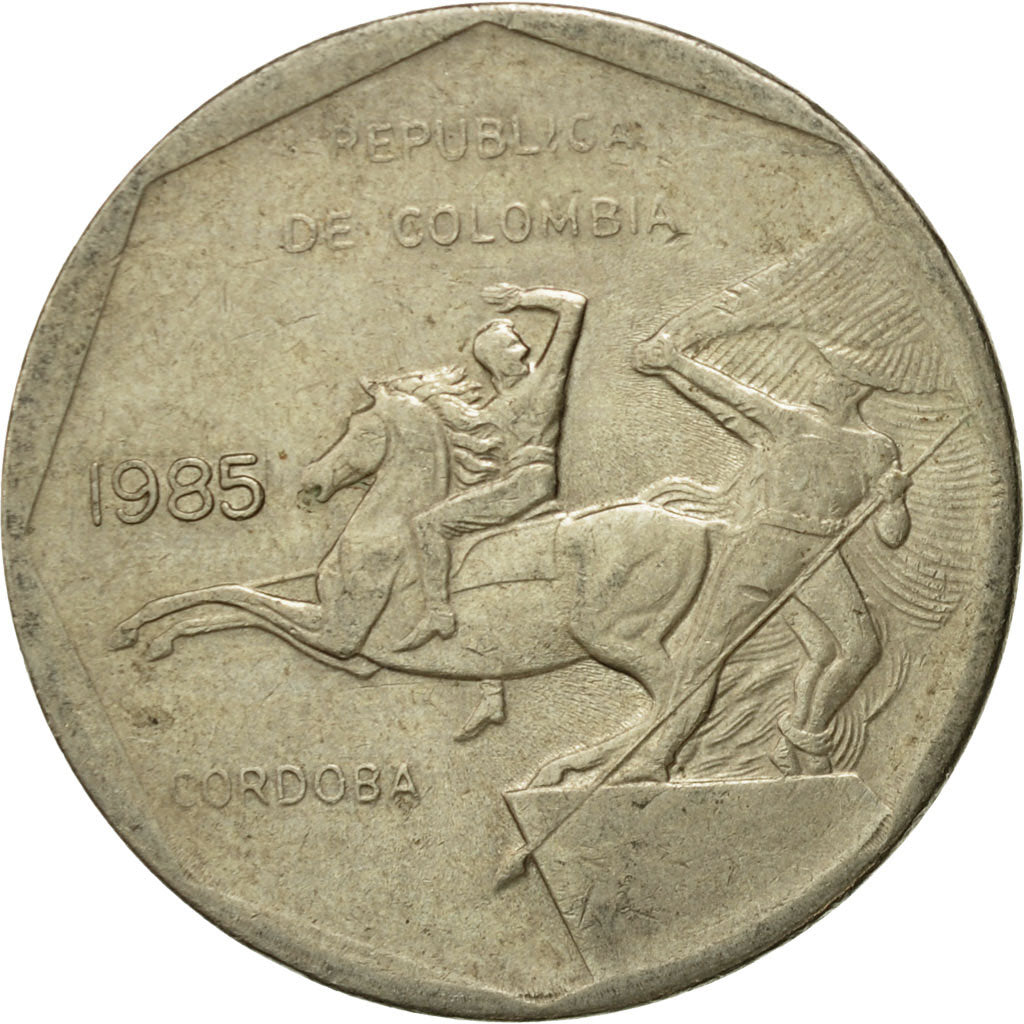 Coin, Colombia, 10 Pesos, 1985, EF(40-45), Copper-Nickel-Zinc, KM:270