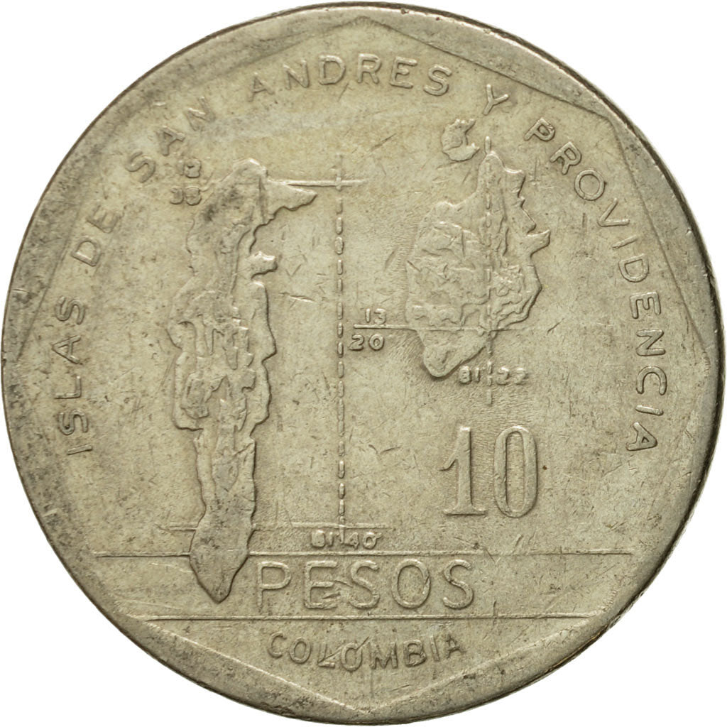Coin, Colombia, 10 Pesos, 1985, EF(40-45), Copper-Nickel-Zinc, KM:270