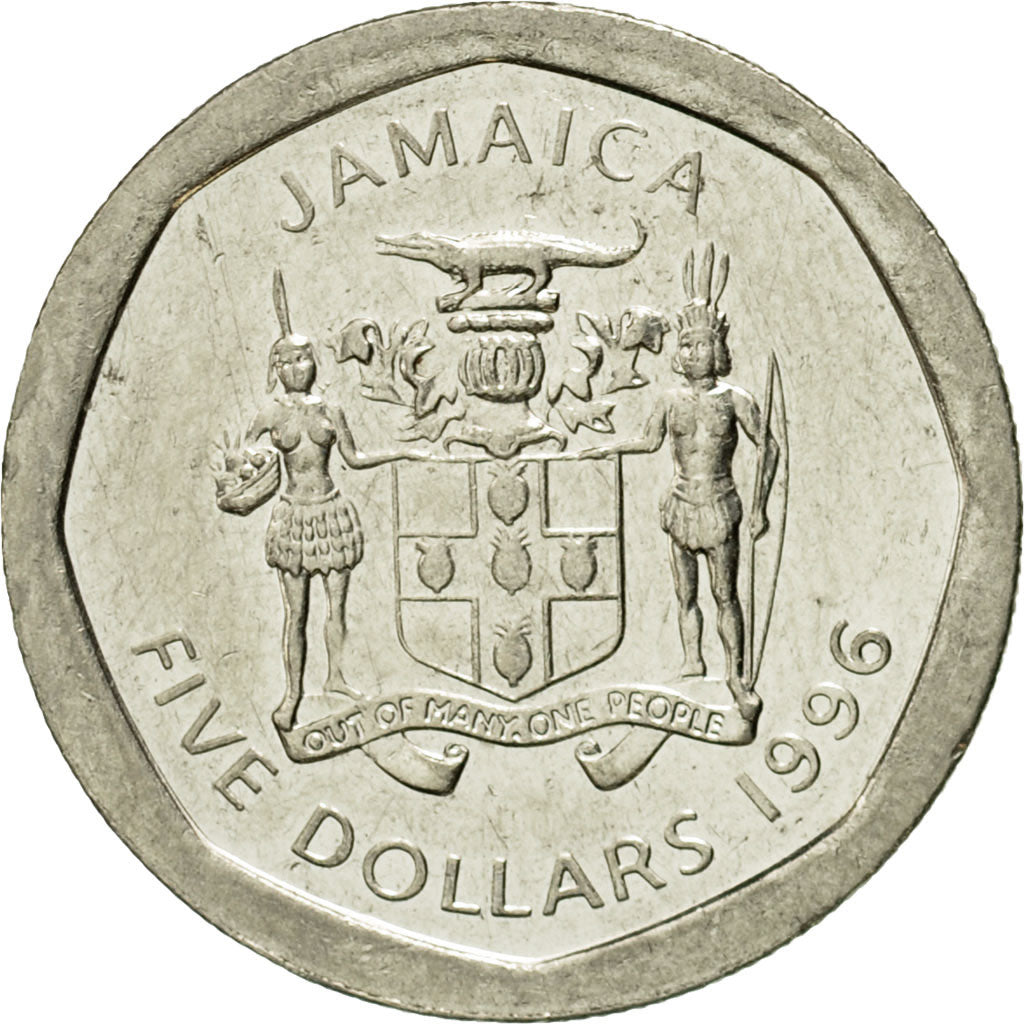 Monnaie, Jamaica, Elizabeth II, 5 Dollars, 1996, British Royal Mint, TTB, Nickel