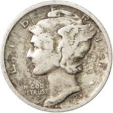 UNITED STATES, Mercury Dime, Dime, 1940, U.S. Mint, KM #140, EF(40-45), Silver,.