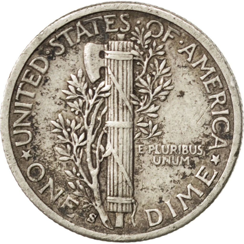 UNITED STATES, Mercury Dime, Dime, 1943, U.S. Mint, KM #140, EF(40-45), Silver,.