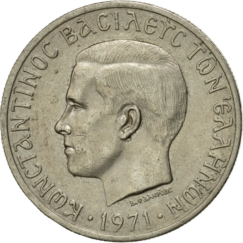 Coin, Greece, Constantine II, 5 Drachmai, 1971, EF(40-45), Copper-nickel, KM:100