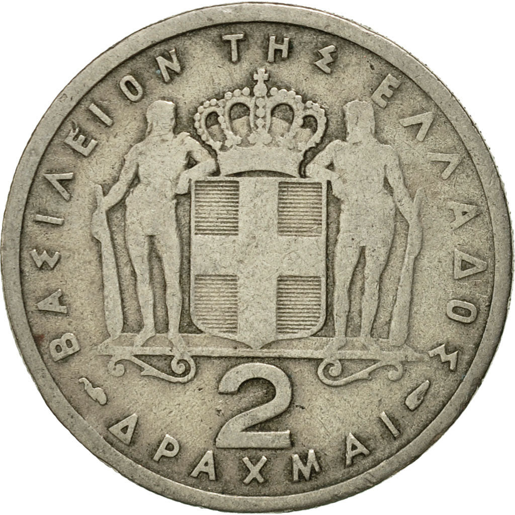Monnaie, Grèce, Paul I, 2 Drachmai, 1957, TB+, Copper-nickel, KM:82