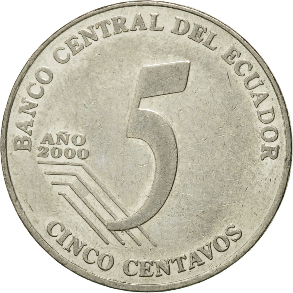 Münze, Ecuador, 5 Centavos, Cinco, 2000, SS, Steel, KM:105