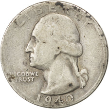 UNITED STATES, Washington Quarter, Quarter, 1940, U.S. Mint, KM #164,...