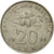 Moneta, Malezja, 20 Sen, 1991, EF(40-45), Miedź-Nikiel, KM:52
