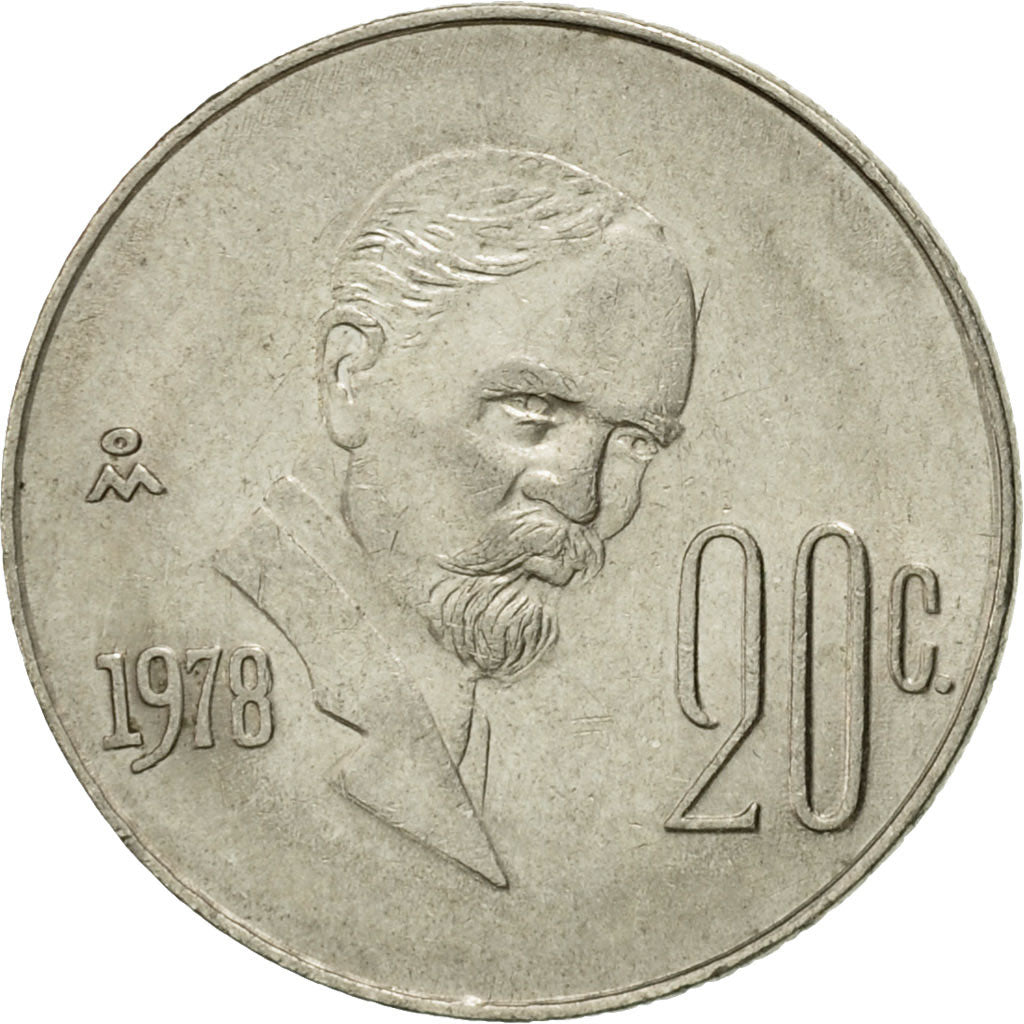 Moneda, México, 20 Centavos, 1978, Mexico City, MBC, Cobre - níquel, KM:442
