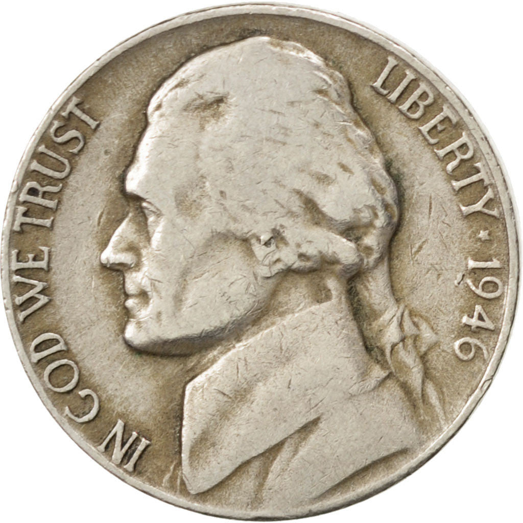 UNITED STATES, Jefferson Nickel, 5 Cents, 1946, U.S. Mint, KM #A192, EF(40-45),.