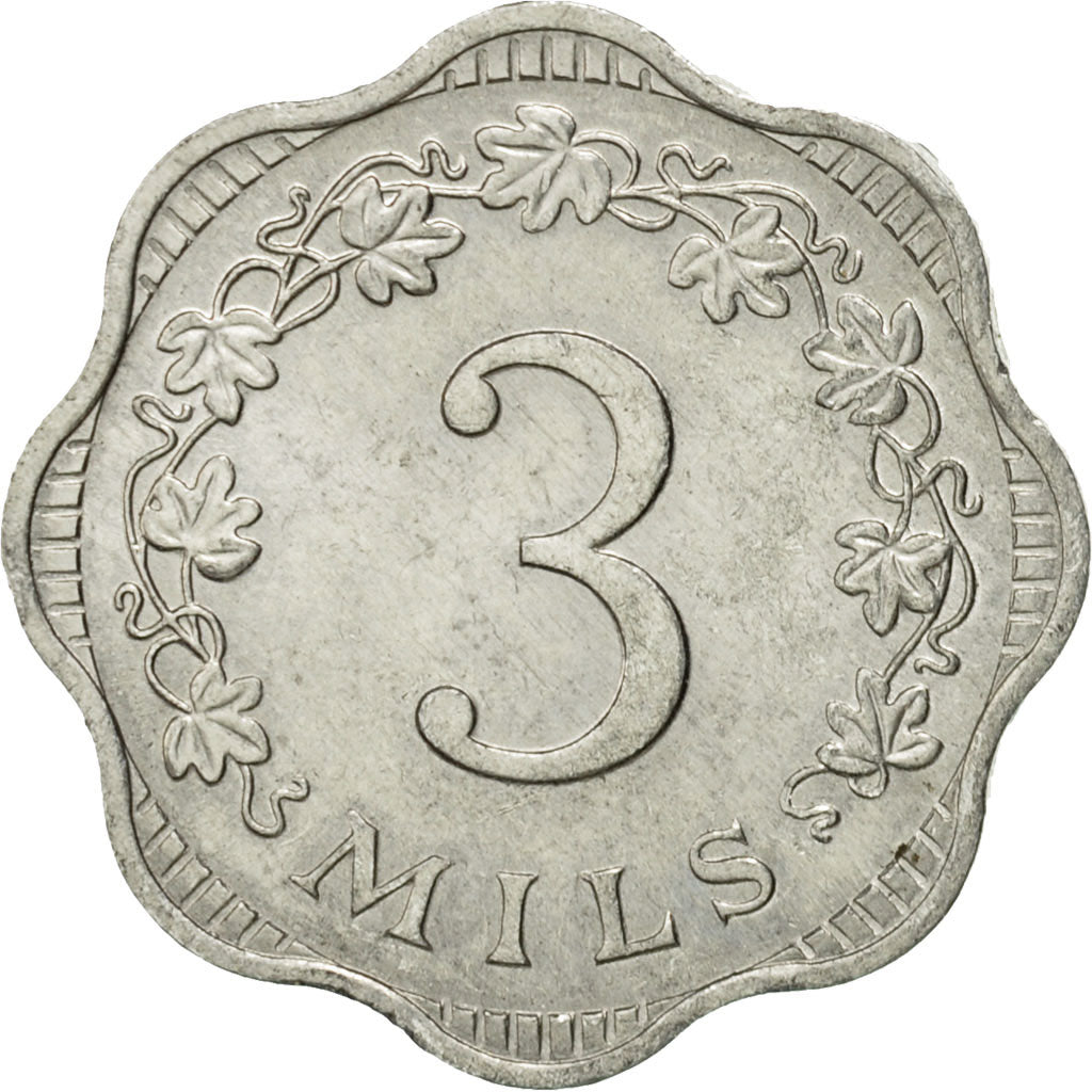 Coin, Malta, 3 Mils, 1972, British Royal Mint, AU(50-53), Aluminum, KM:6