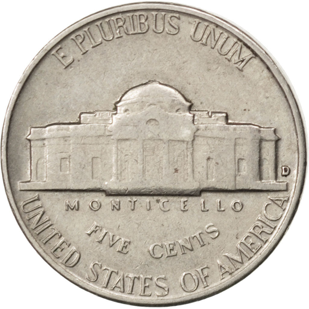 Coin, United States, Jefferson Nickel, 5 Cents, 1961, U.S. Mint, Denver