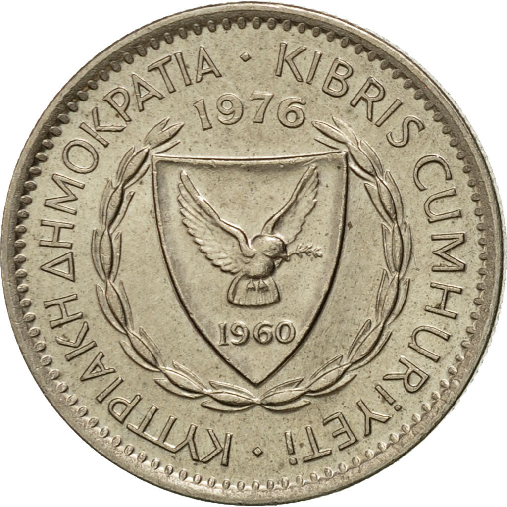 Coin, Cyprus, 25 Mils, 1976, AU(50-53), Copper-nickel, KM:40