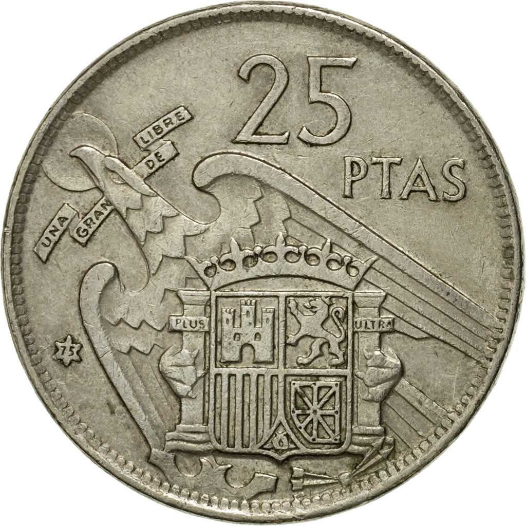 Coin, Spain, Caudillo and regent, 25 Pesetas, 1975, EF(40-45), Copper-nickel