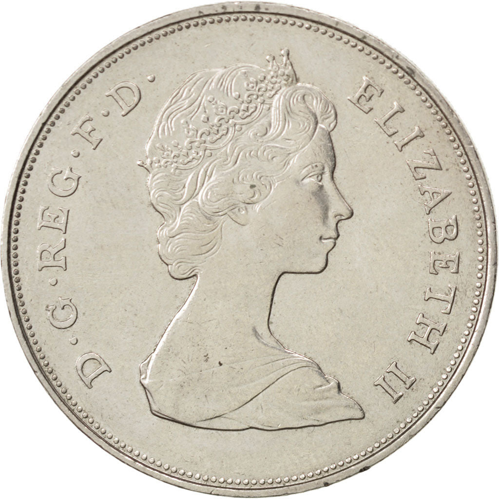 GREAT BRITAIN, 25 New Pence, 1981, KM #925, AU(55-58), Copper-Nickel, 38.61,...