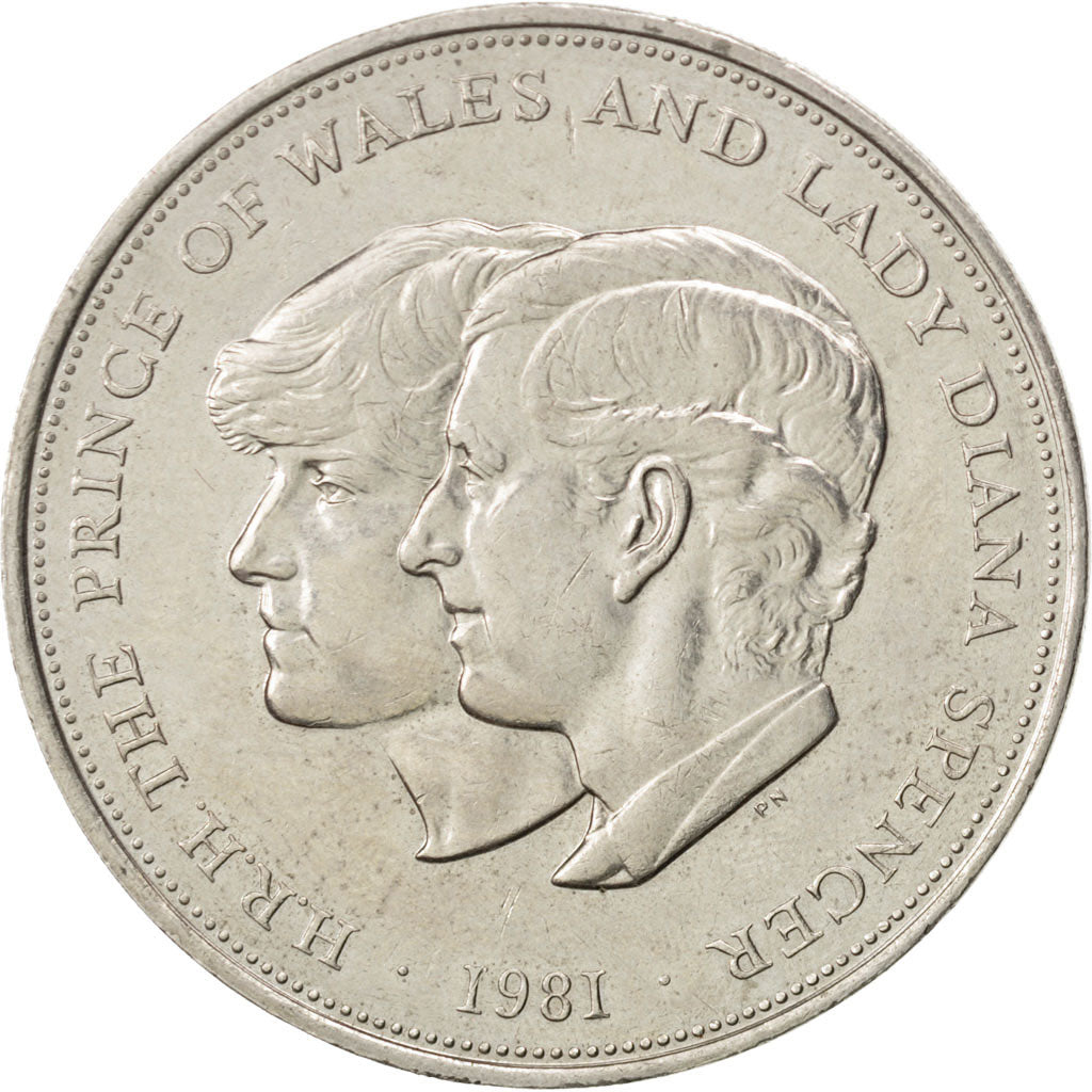 GREAT BRITAIN, 25 New Pence, 1981, KM #925, AU(55-58), Copper-Nickel, 38.61,...
