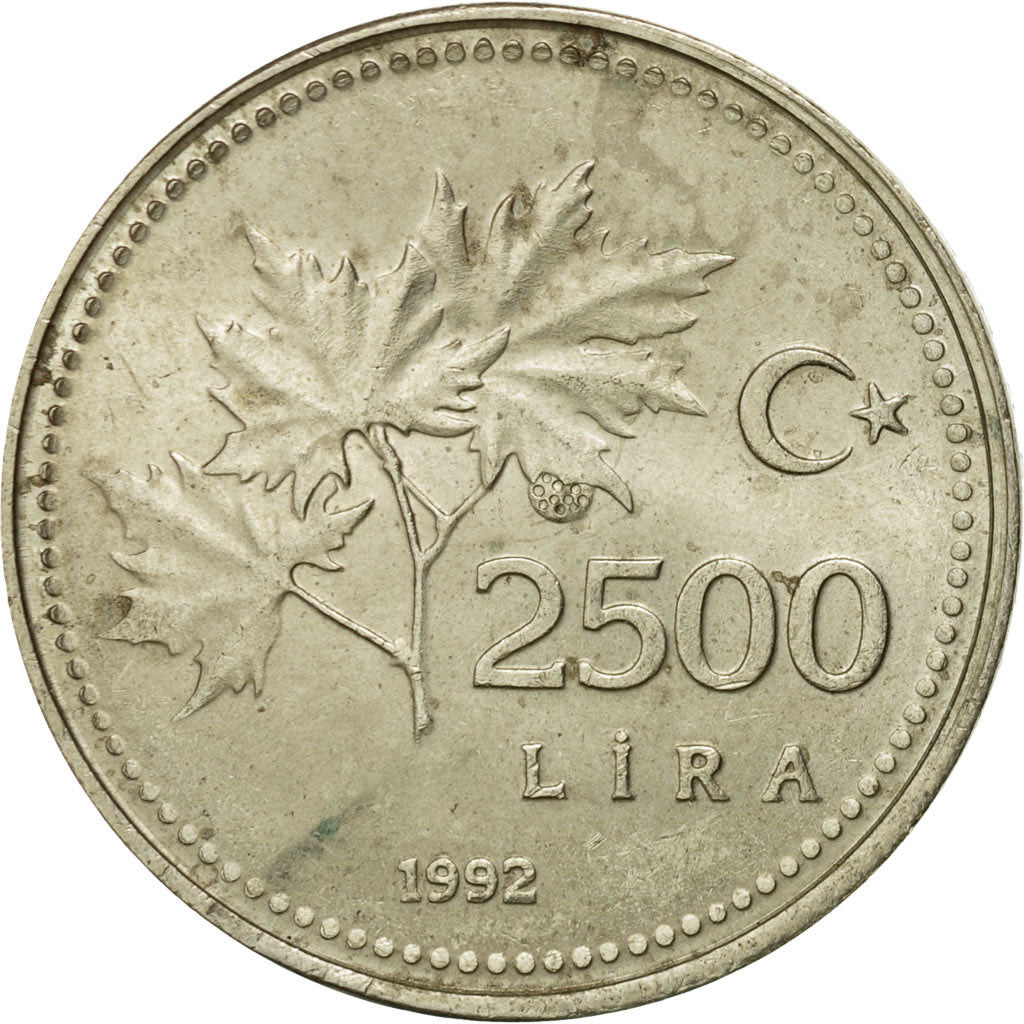 Moneta, Turchia, 2500 Lira, 1992, BB+, Nichel-bronzo, KM:1015