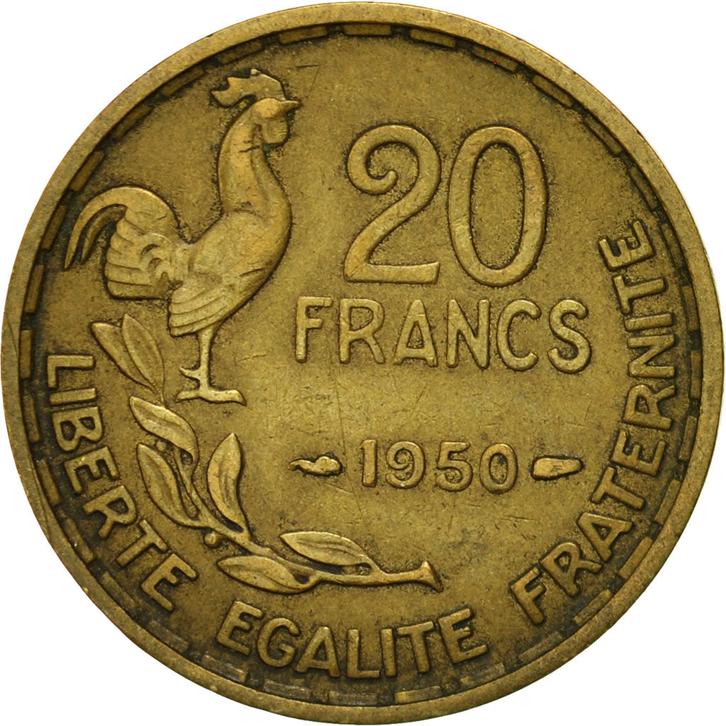 Coin, France, Guiraud, 20 Francs, 1950, Paris, EF(40-45), Aluminum-Bronze