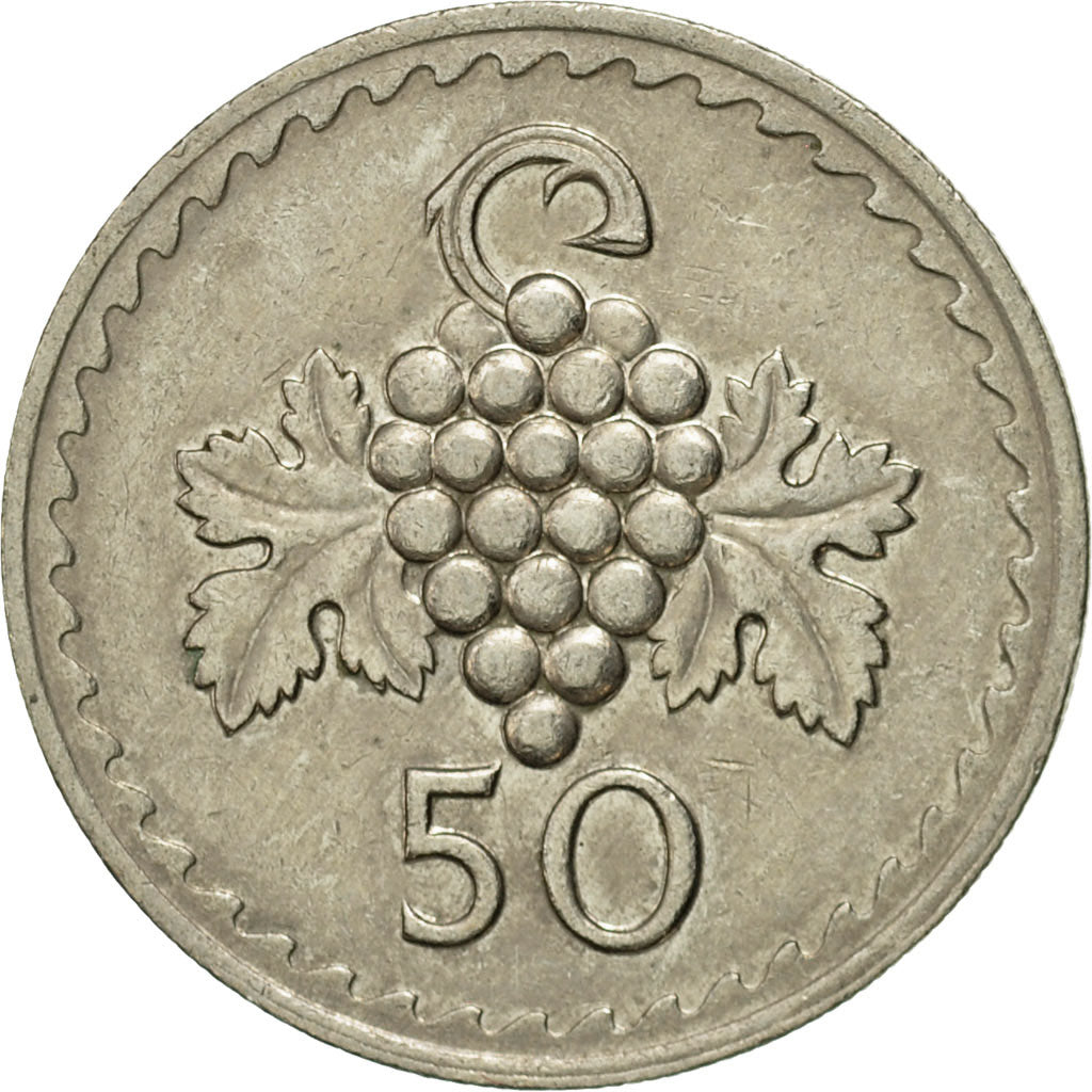 Moneta, Cipro, 50 Mils, 1974, BB, Rame-nichel, KM:41