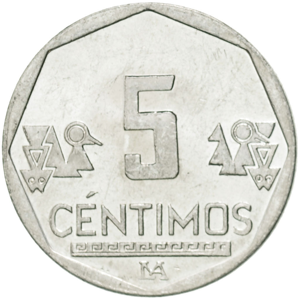 Coin, Peru, 5 Centimos, 2007, Lima, AU(50-53), Aluminum, KM:304.4a