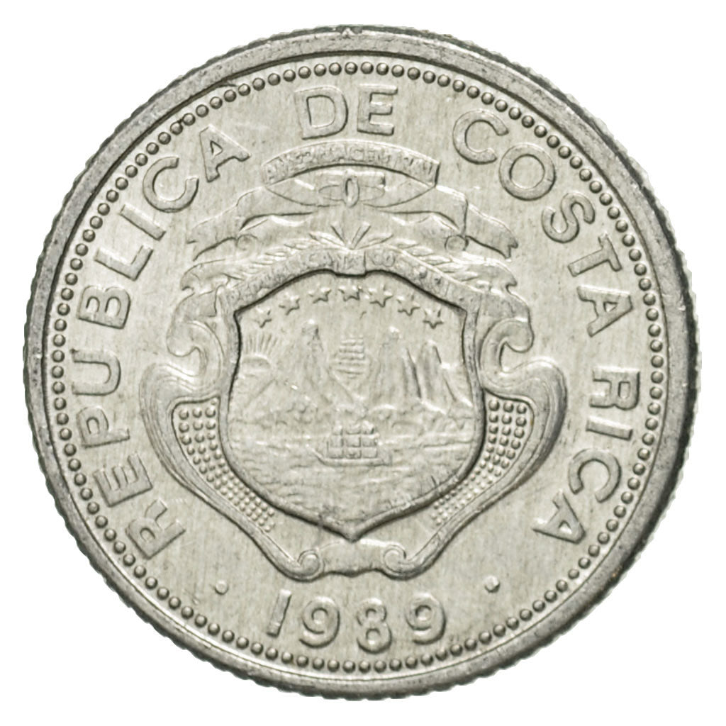 Coin, Costa Rica, 25 Centimos, 1989, AU(50-53), Aluminum, KM:188.3
