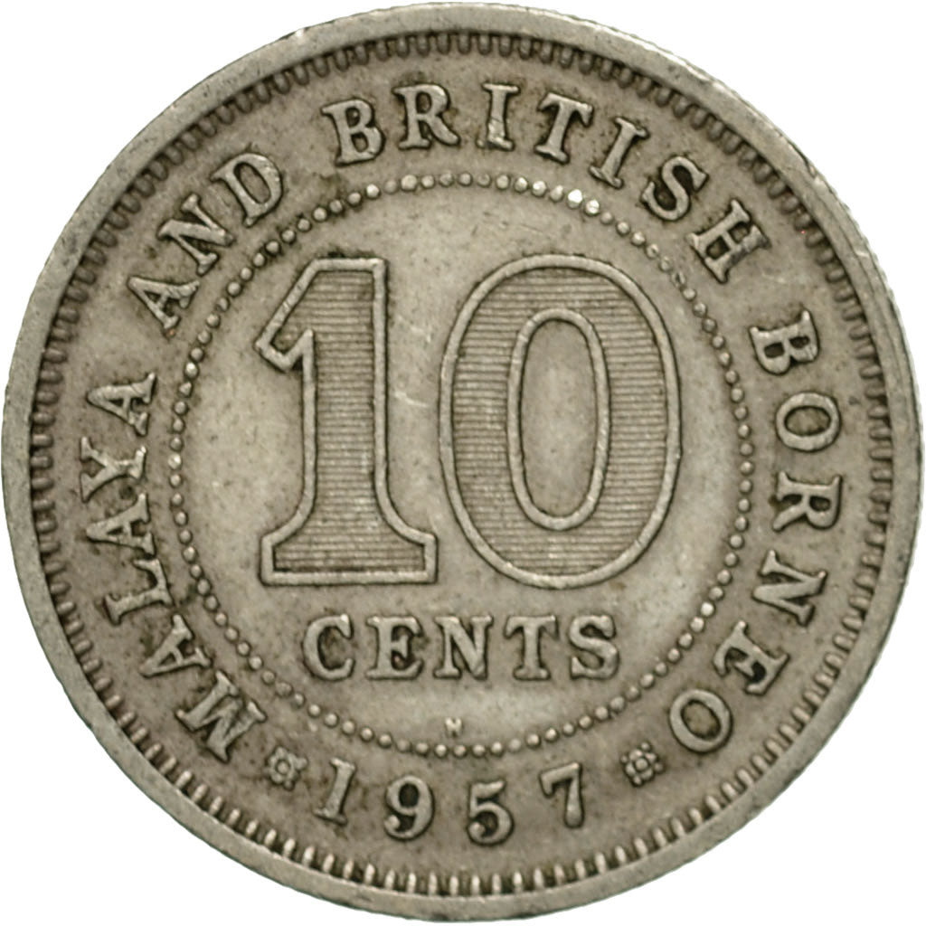 Coin, MALAYA & BRITISH BORNEO, 10 Cents, 1957, EF(40-45), Copper-nickel, KM:2
