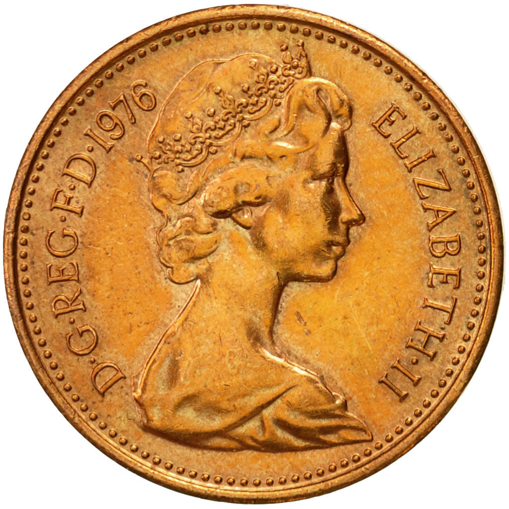 Coin, Great Britain, Elizabeth II, New Penny, 1976, AU(50-53), Bronze, KM:915