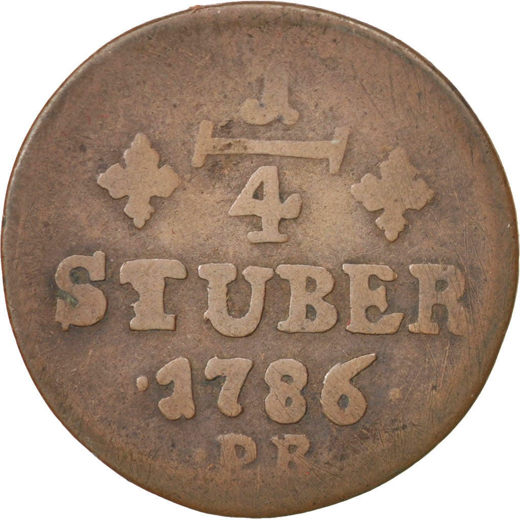 Coin, German States, JULICH-BERG, Karl Theodor, 1/4 Stüber, 1786, VF(20-25)