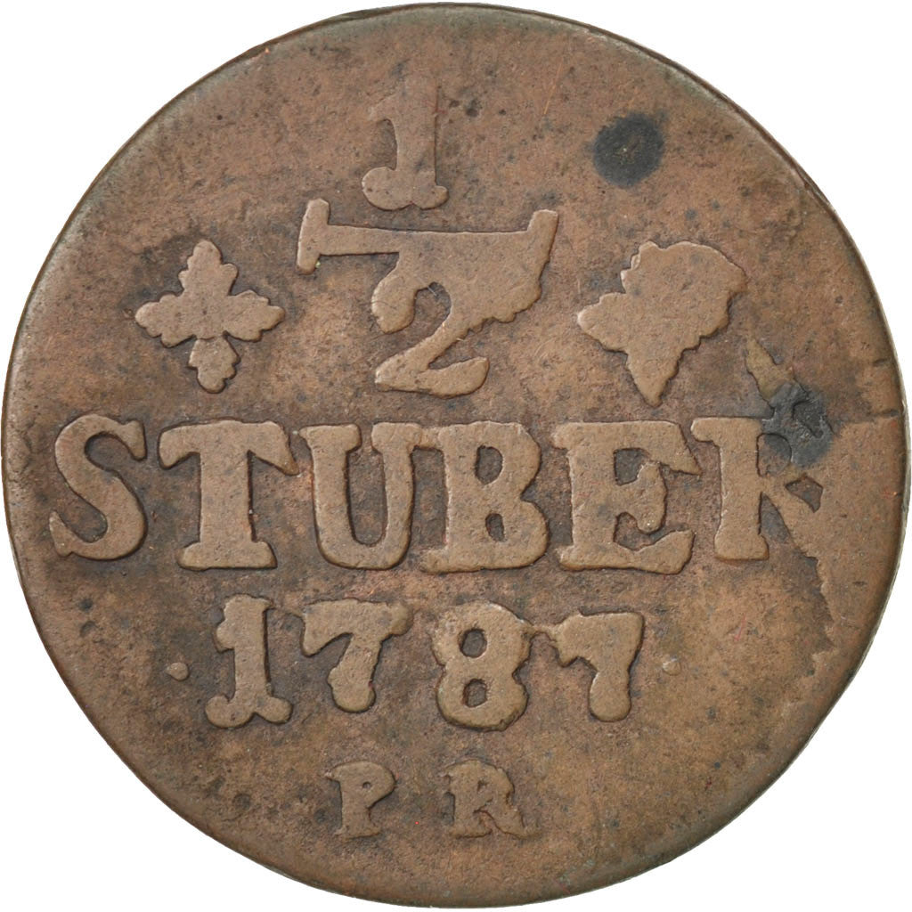 Coin, German States, JULICH-BERG, Karl Theodor, 1/2 Stüber, 1787, VF(20-25)