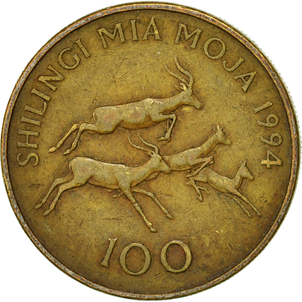Coin, Tanzania, 100 Shilingi, 1994, EF(40-45), Brass plated steel, KM:32