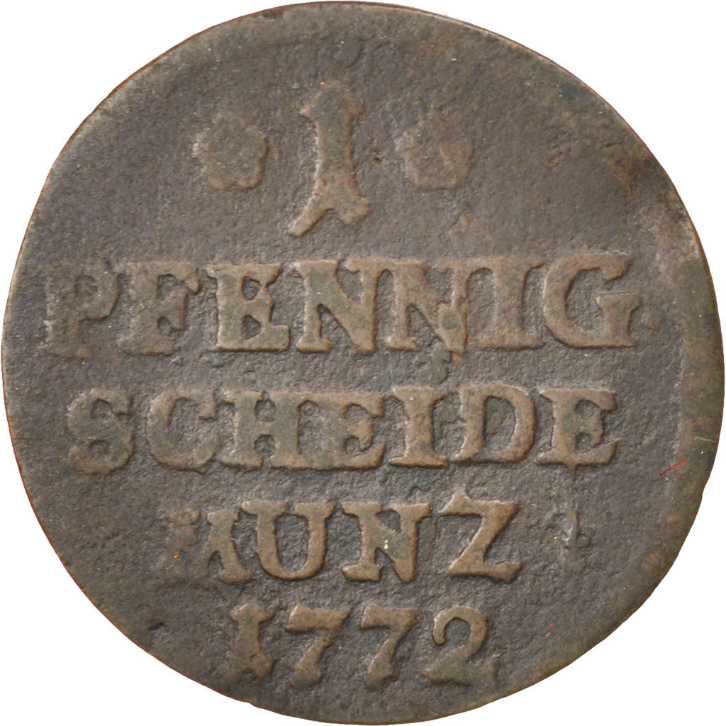 GERMAN STATES, Pfennig, 1772, Saalfeld, KM #93, VF(20-25), Copper, 20-22, 1.42