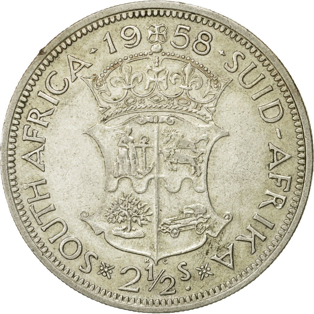 Monnaie, Afrique du Sud, Elizabeth II, 2-1/2 Shillings, 1958, TTB, Argent, KM:51