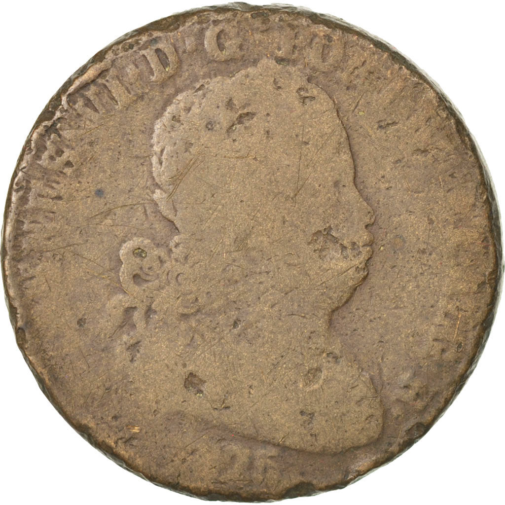 PORTUGAL, 40 Reis, Pataco, 1825, KM #370, F(12-15), Bronze, 34.92