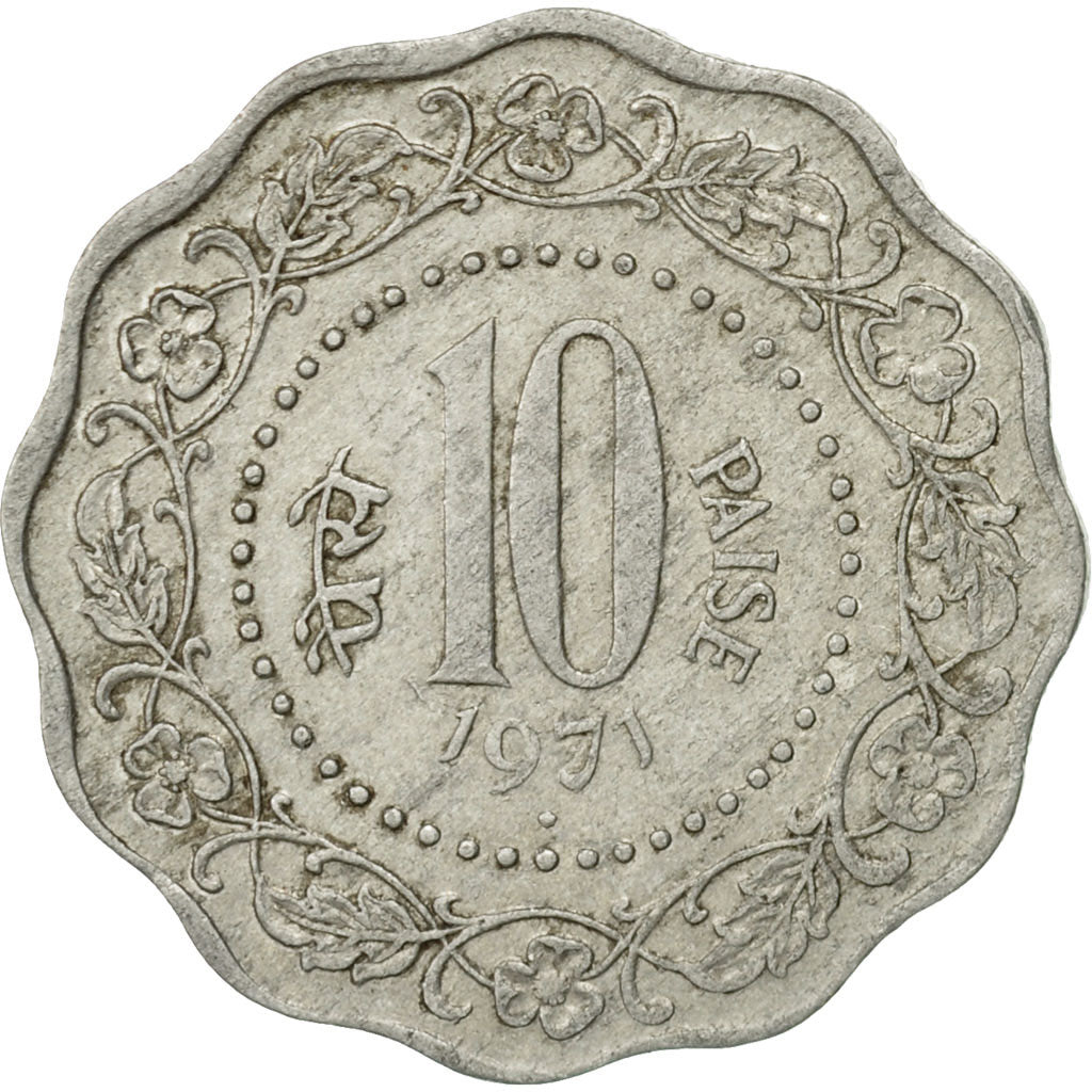 Moneta, REPUBBLICA DELL’INDIA, 10 Paise, 1971, BB, Alluminio, KM:27.1