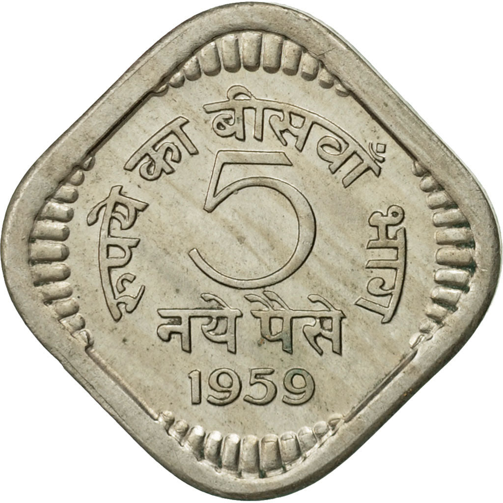 Coin, INDIA-REPUBLIC, 5 Naye Paise, 1959, EF(40-45), Copper-nickel, KM:16