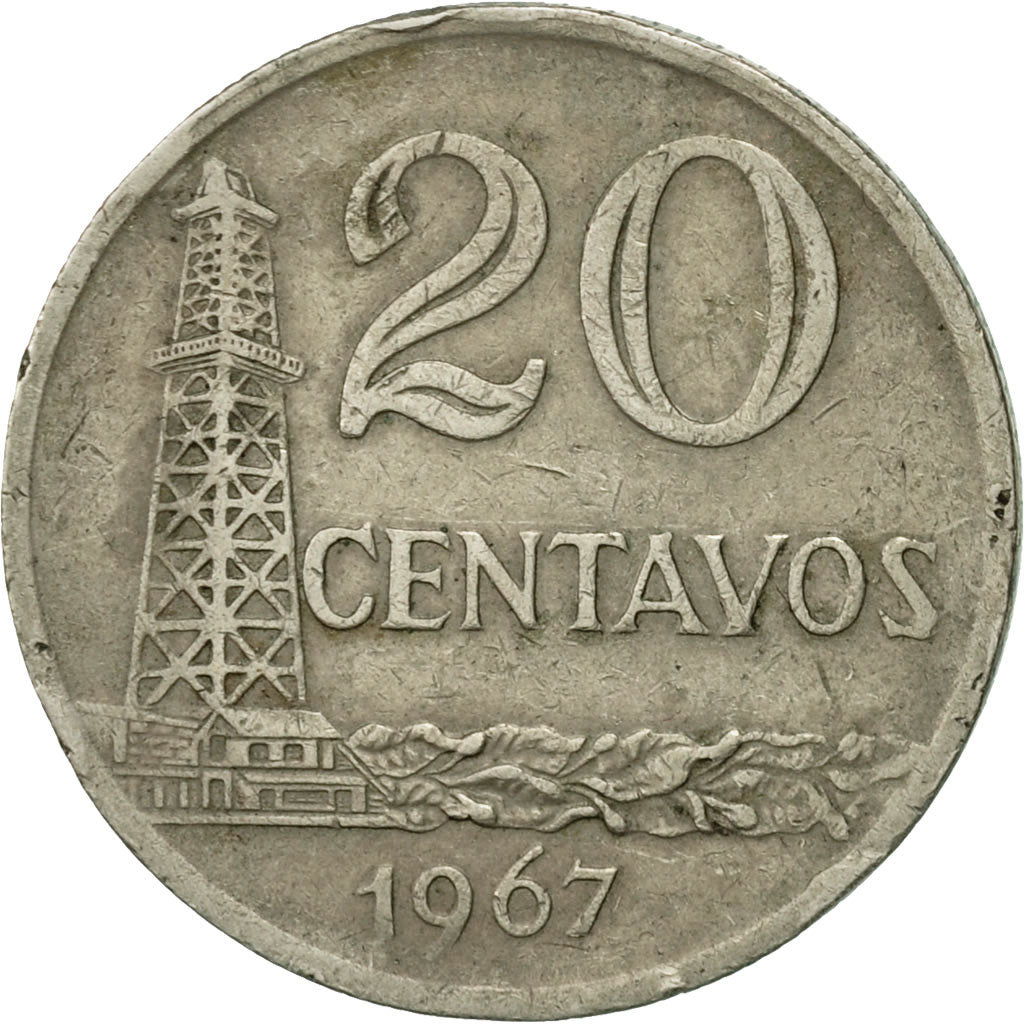 Coin, Brazil, 20 Centavos, 1967, EF(40-45), Copper-nickel, KM:579.1