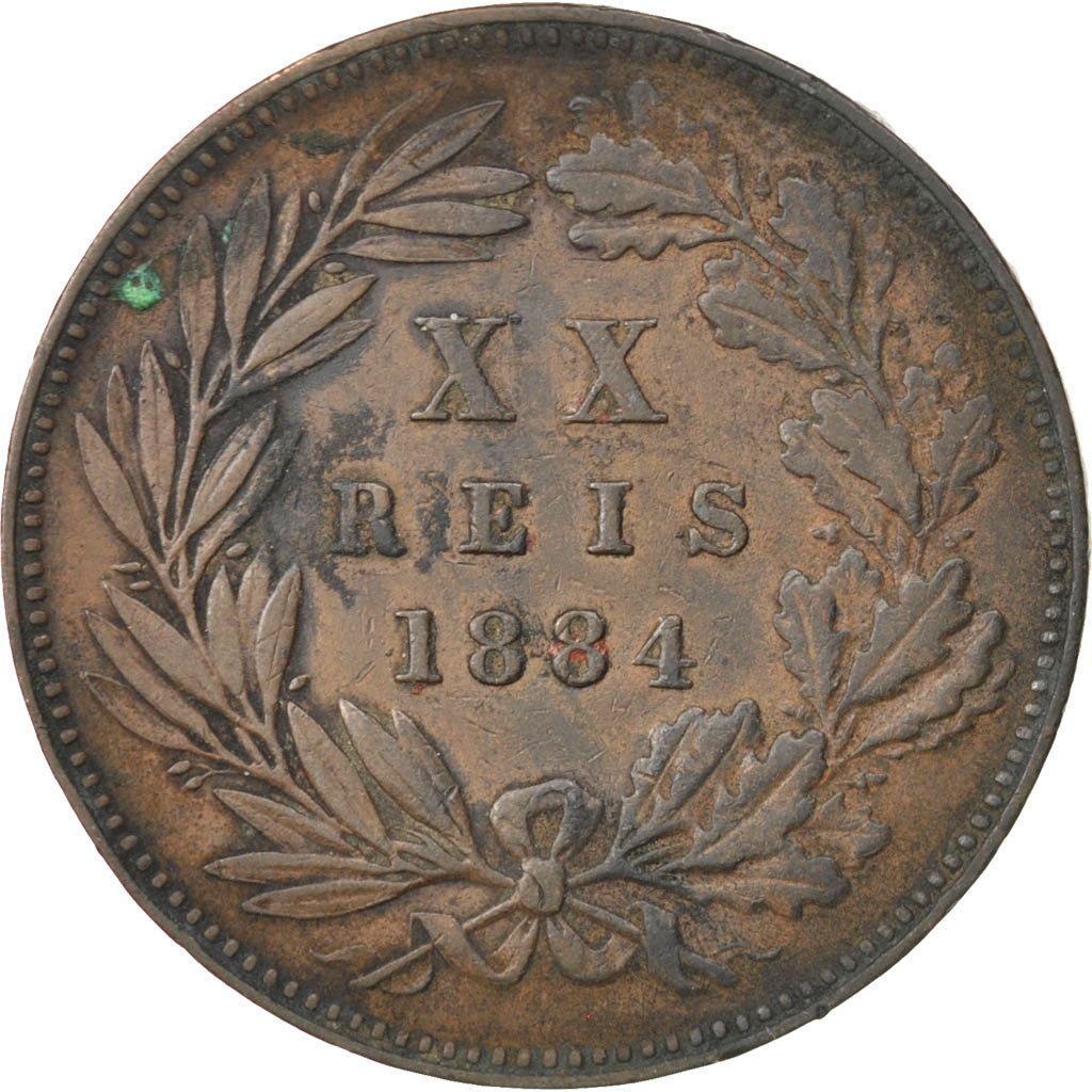 Coin, Portugal, Luiz I, 20 Reis, 1884, EF(40-45), Bronze, KM:527