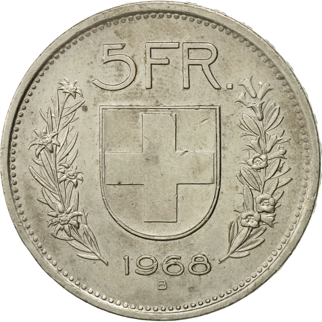 Moneta, Svizzera, 5 Francs, 1968, Bern, BB+, Rame-nichel, KM:40a.1